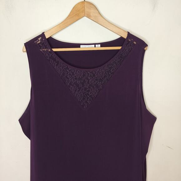 Susan Graver Liquid Knit Tank Purple Lace - Picture 2 of 8